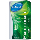 Manix Endurance Boite de 12 préservatifs Contient un gel lubrifiant à base de Benzocaïne